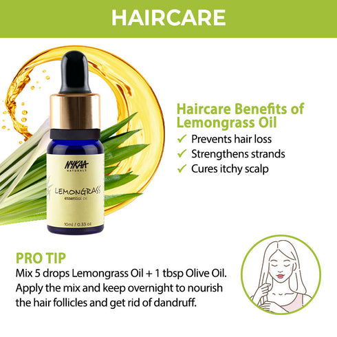 Nykaa Naturals Lemongrass Essential Oil for Minimised Pores & Hair Fall Protection