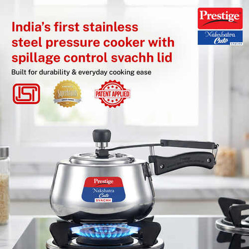 Prestige Nakshatra Cute Svachh Stainless Steel Pressure Cooker 1.5 L
