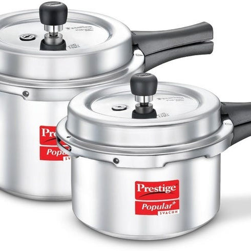 Prestige Popular Svachh Kitchen Starter Combi Pack 5 L 3 L Outer Lid Induction Bottom Pressure Cooker Combo