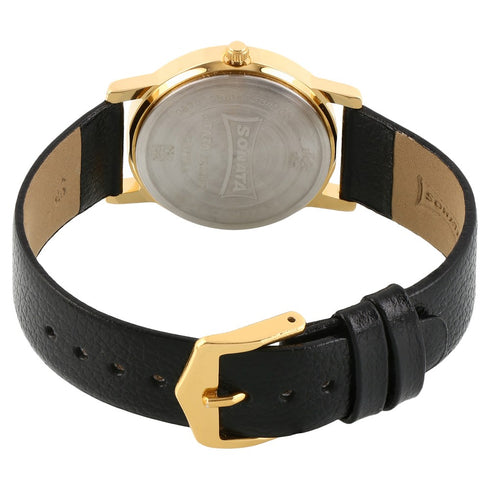 Sonata Quartz Analog Champagne Dial Leather Strap Watch for Men