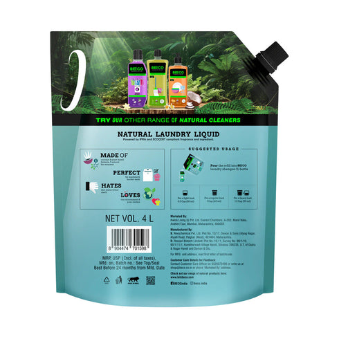 BECO Natural Laundry Shampoo Top Load 4 Ltr Refill