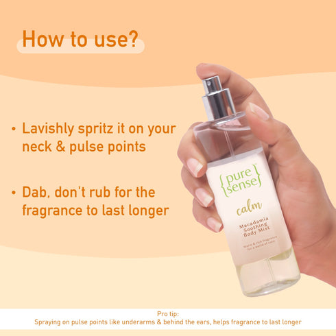 PureSense Calm Macadamia Soothing Body Mist | Paraben & Sulphate Free | From the makers of Parachute Advansed