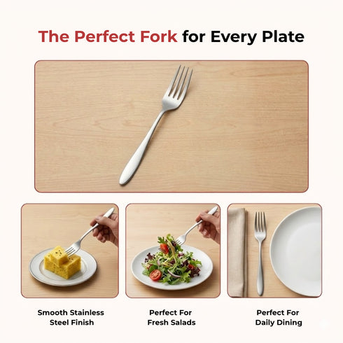 Vinod Florence Stainless Steel Dinner Fork Set of 12 Piece Heavy Gauge Steel Mirror Finish Rust Free Tough Strong and Durable