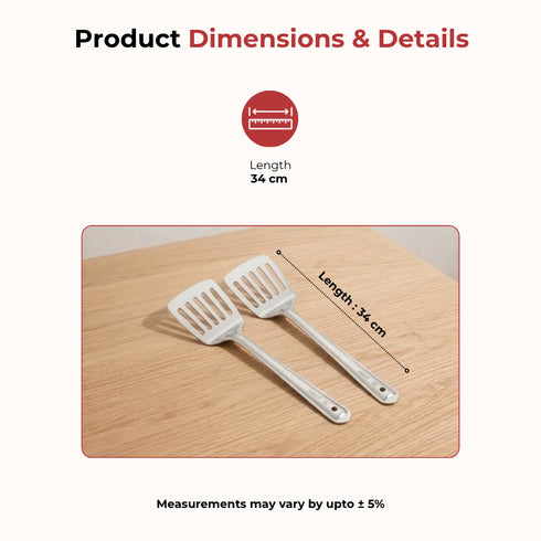 Vinod Stainless Steel Basting Slotted Turner Cooking Palta Set of 2 34 cm High Quality Stainless Steel Rust Free Dishwasher Safe No 5