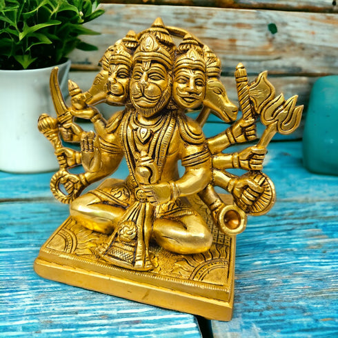 Tamas Brass Panchmukhi Hanuman Sitting Statue/Idol