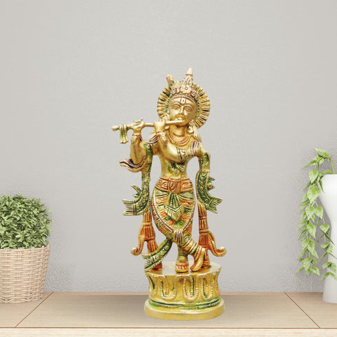 Brass Krishna Colour Statue 0.965Kg