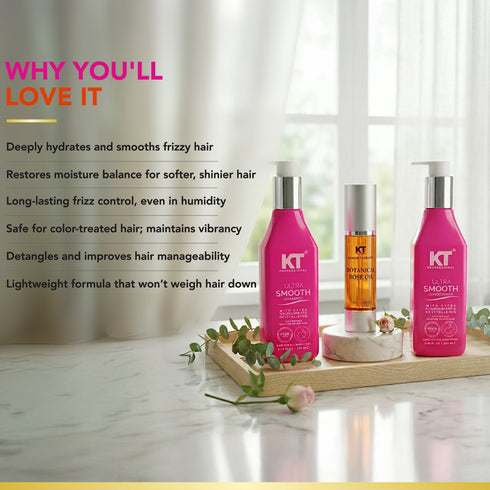 Kt Professional Ultra Smooth Shampoo & Conditioner 250ml Botanical Rose Oil Serum