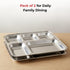 Vinod Stainless Steel 5 Compartment Plate with Square Edges Lunch and Dinner Plate Bhojan Thali High Quality Steel Rust Free Pack of 2
