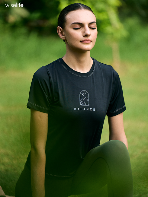 Wiselife Purpose Printed Active T-shirt (Black)
