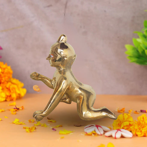 Brass Laddu Gopal God Idol Statue 2.82Kg