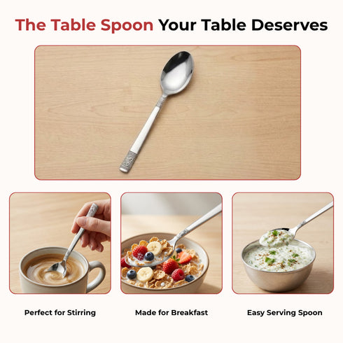 Vinod Moscow Stainless Steel Dessert Spoon Set of 12 Piece Heavy Gauge Steel Mirror Finish Rust Free Tough and Strong Dishwasher safe