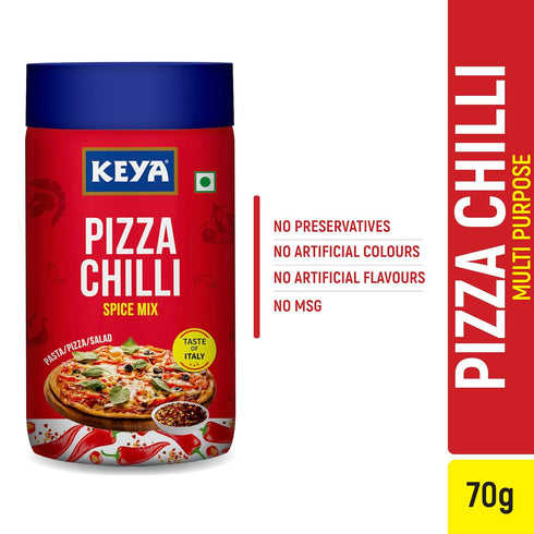 Keya Pizza Chilli Flakes Natural Chilli Flakes Dry Red Chilli Flakes Seasonings Multipurpose Seasoning Zero added Colours Fillers Additives & Preservatives 100 Natural Perfect for Pizza Pasta Chilli Potato Sweet Corn Makhana