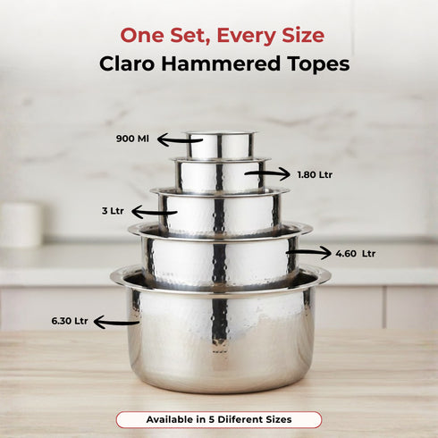 Vinod Claro Heavy Gauge Stainless Steel Hammered Tope 1.5 mm Capacity 3000 ml