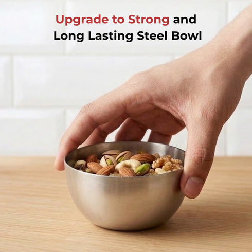 Vinod Stainless Steel Two Tone Bowl Set of 6 Pieces 200 ml Highest Grade Steel Tough and Strong Rust Free and Dishwasher Safe