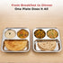Vinod Stainless Steel 3 In 1 Compartment Plate with Round Edges Pav Bhaji Plate Idli Sambhar Plate Lunch Dinner Plate Pack of 2