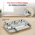 Vinod Stainless Steel 5 Compartment Plate with Round Edges Lunch and Dinner Plate Bhojan Thali High Quality Steel Rust Free Pack of 2