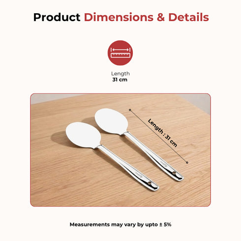 Vinod Stainless Steel Paratha Palta Turner Spatula Set of 2 31 cm Highest Grade Stainless Steel Rust Free Dishwasher Safe No 1