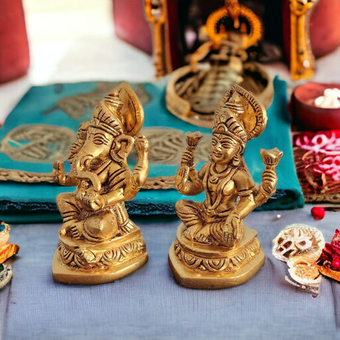 Tamas Brass Lakshmi Ganesh Statue/Idol