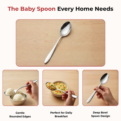 Vinod Florence Stainless Steel Baby Spoon Set of 12 Piece Heavy Gauge Steel Mirror Finish Rust Free Tough Strong and Durable