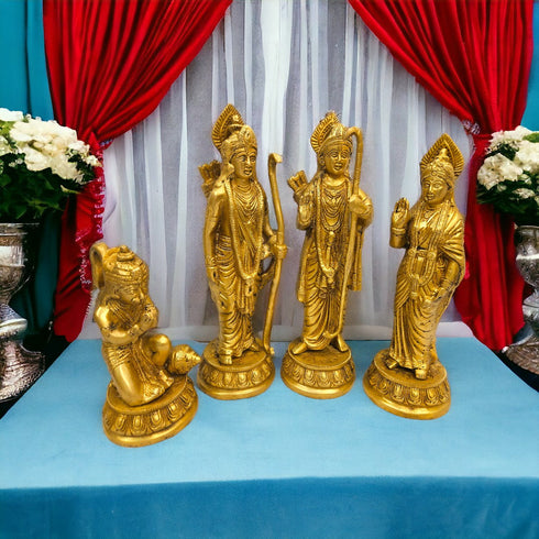 Tamas Brass Bhagwan Ram Darbar with Sita Laxman Hanuman Statue/Idol