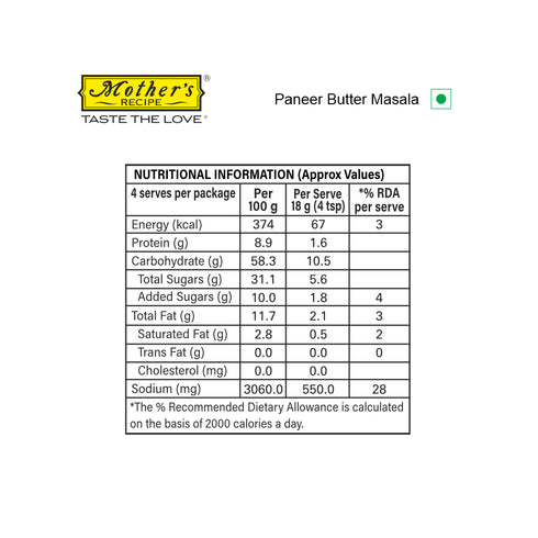 Mothers Recipe Pune Paneer Butter Masala Mix