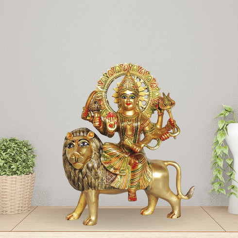 Brass Durgaji Colour Goddess Idol Statue 5.6Kg