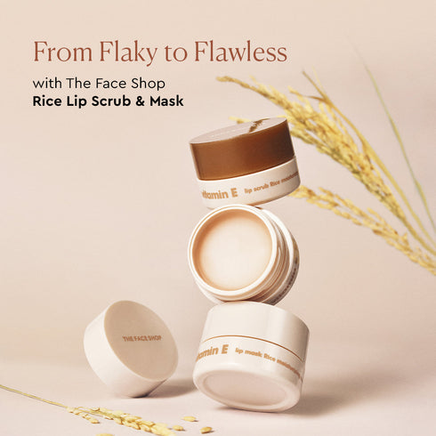 The Face Shop Vitamin E Rice Lip Scrub 14g With Free Sushi Pouch