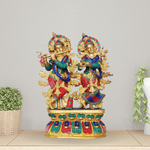 Brass Radha Krishna Big With Base Statue 11.66Kg