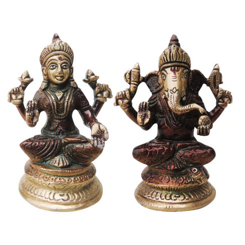 Brass Laxmi Ganesh Pair Idol 1.2kg
