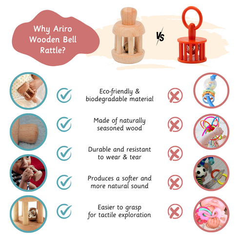 Ariro Toys Wooden Bell Rattle