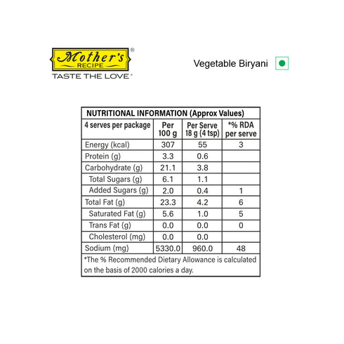 Mothers Recipe Pune Vegetable Biryani Mix