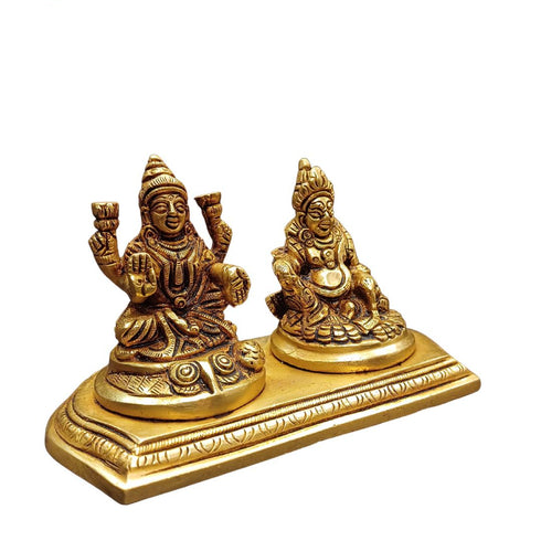 Tamas Brass Goddess Lakshmi and Lord Kuber Statue/Idol