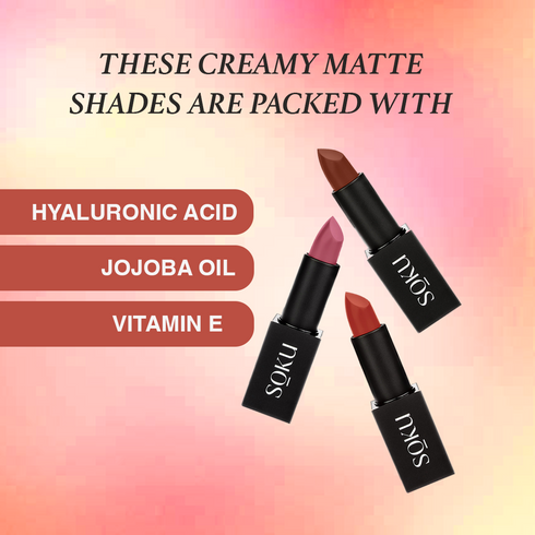 Soku Cosmetic Sultry Shade Of Red Lipstick (Pack of 3)