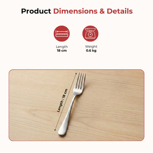 Vinod Decora Stainless Steel Dinner Fork Set of 12 Piece Heavy Gauge Steel Mirror Finish Rust Free Tough Strong and Durable