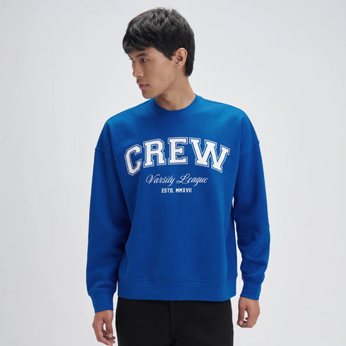 XYXX Crew Oversized Round Neck Sweatshirt - Campus Blue