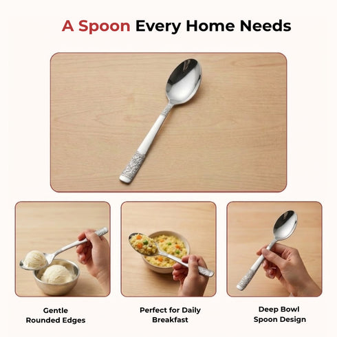 Vinod Moscow Stainless Steel Spoon Set of 12 Piece Heavy Gauge Steel Mirror Finish Rust Free Tough Strong and Durable Easy to Clean