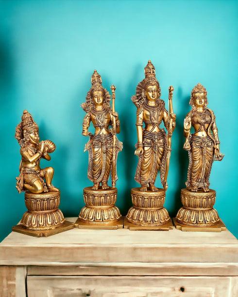 Tamas Brass Lord Rama, Sita, Lakshman, Hanuman Darbar Statue/Idol
