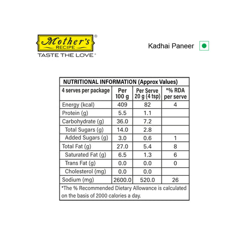 Mothers Recipe Pune Kadhai Paneer Mix