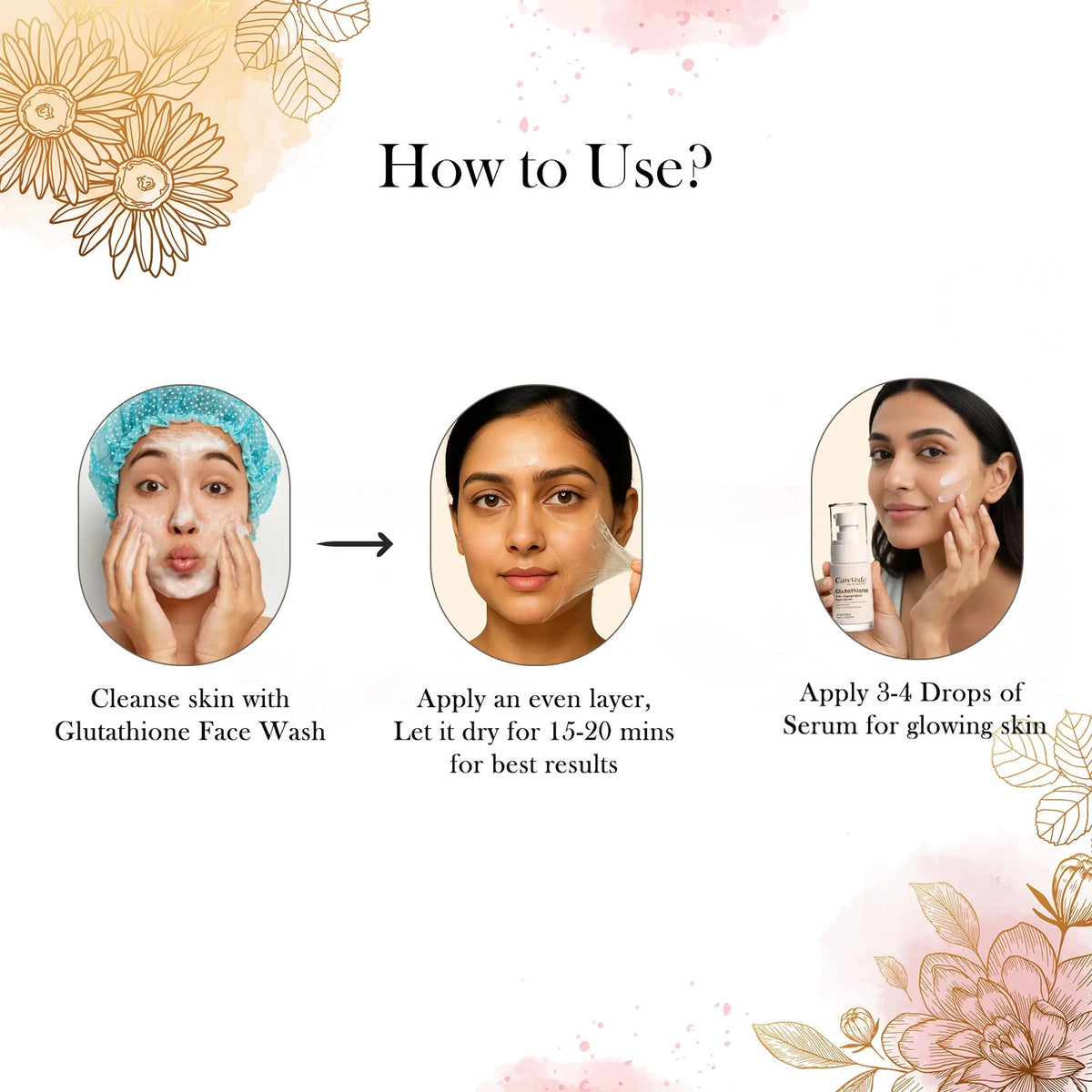 glutathione face wash uses CareVeda Skin Care Set of 3 Peel Off Mask and Face Serum shop by goal:general health & wellbeing