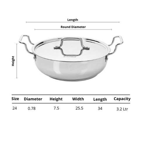 Vinod Doniv 2 Piece Majestic Sandwich Bottom Cookware Set 1 Piece Sauce Pan with lid 14 cm and 1 Piece Kadhai with Lid 24 cm