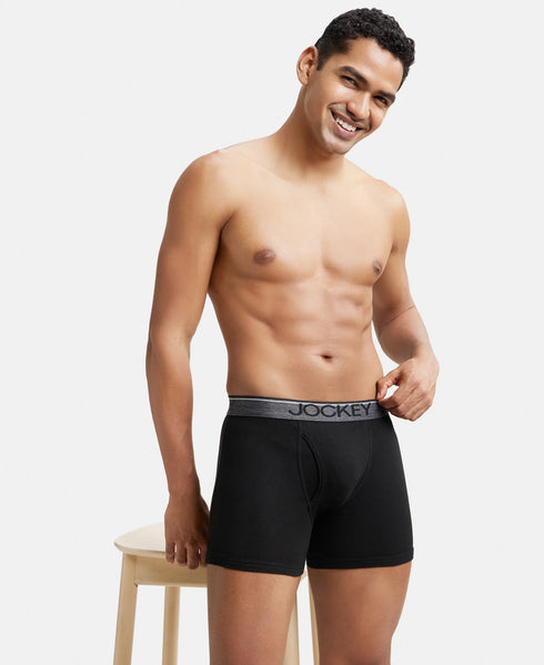 Jockey Cotton Rib Solid Boxer Brief | Black