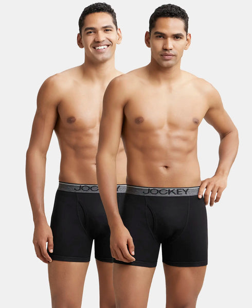 Jockey Cotton Ribbed Boxer Brief Combo | Black