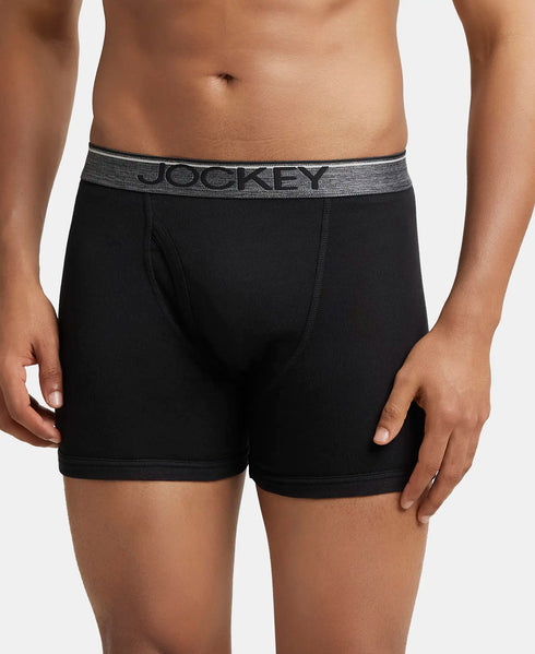 Jockey Cotton Ribbed Boxer Brief Combo | Black