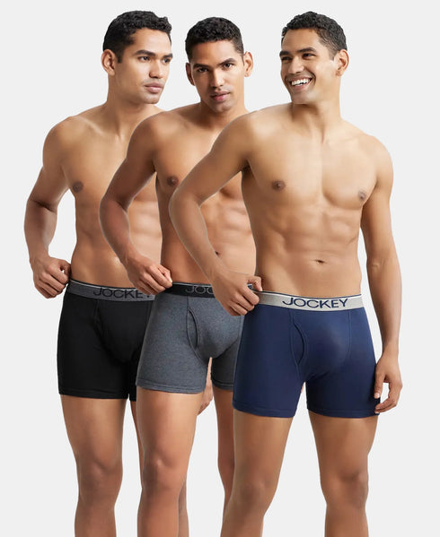 Jockey Ultrasoft Waistband Rib Boxer Brief | Black Navy Charcoal Melange