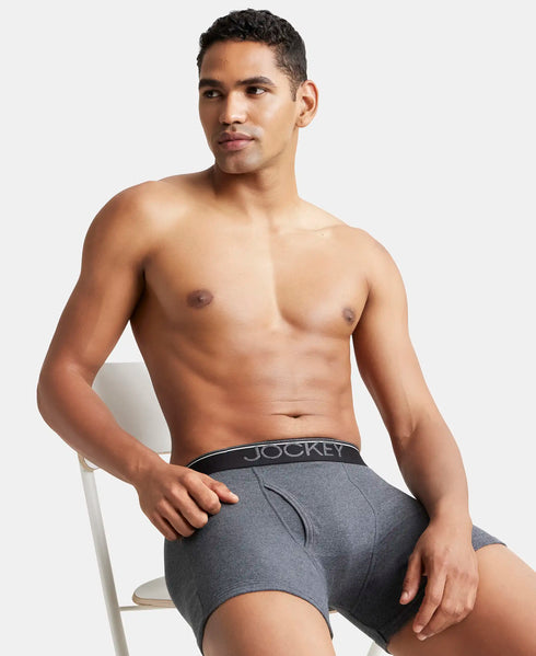 Jockey Ultrasoft Waistband Rib Boxer Brief | Black Navy Charcoal Melange