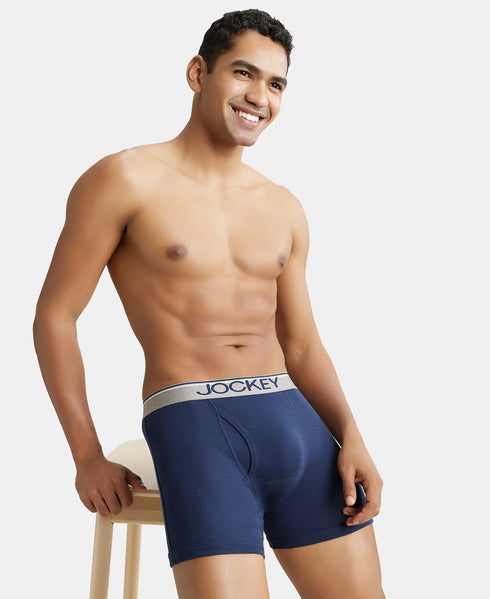 Jockey Ultrasoft Waistband Rib Boxer Brief | Black Navy Charcoal Melange