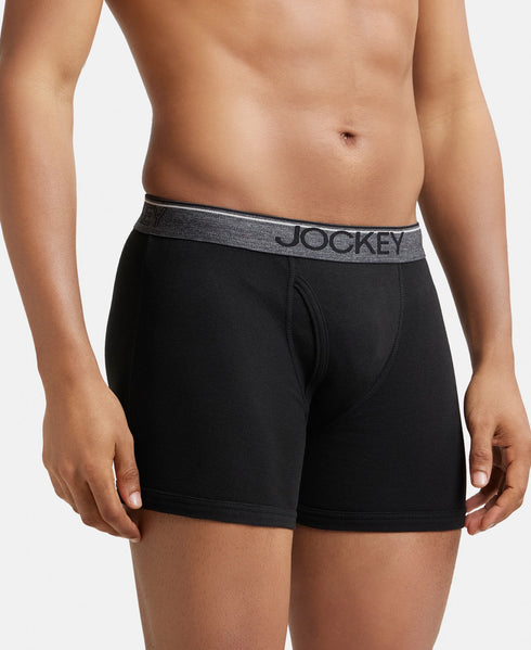Jockey Ultrasoft Waistband Rib Boxer Brief | Black Navy Charcoal Melange