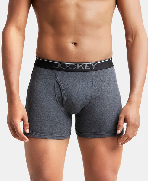 Jockey Ultrasoft Waistband Rib Boxer Brief | Black Navy Charcoal Melange