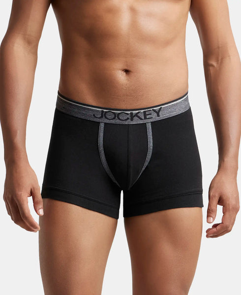 Jockey Cotton Rib Solid Trunk with Ultrasoft Waistband | Black