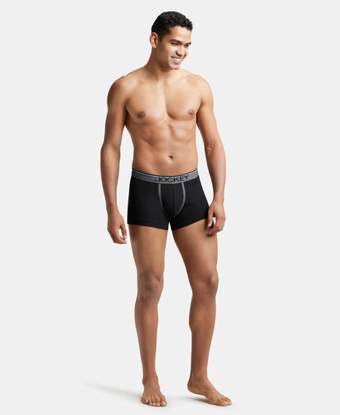Jockey Cotton Rib Solid Trunk with Ultrasoft Waistband | Black